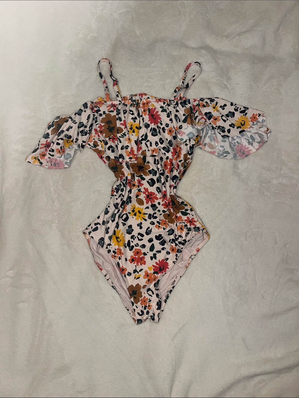 Floral Off-Shoulder One-Piece Swimsuit - Pink Multi - Picture 1 of 3
